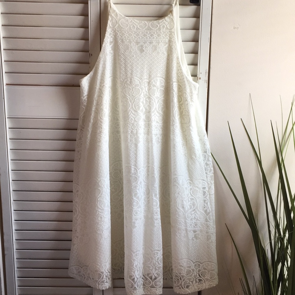 White lace mini dress